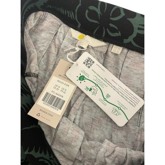 Boden Womens Mini Skirt UK 14 US 10 Green Floral Pleated Pull On R0233 NWT - Picture 8 of 11